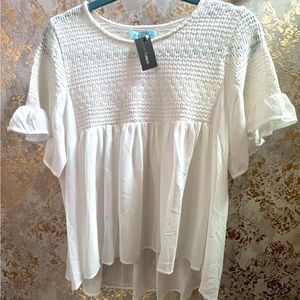 - NWT- She & Sky - White Flowy Top